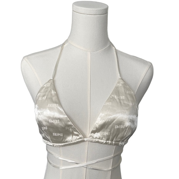 SKIMS Other - SKIMS Cream Satin Triangle Bralette with Wrap Straps Size L